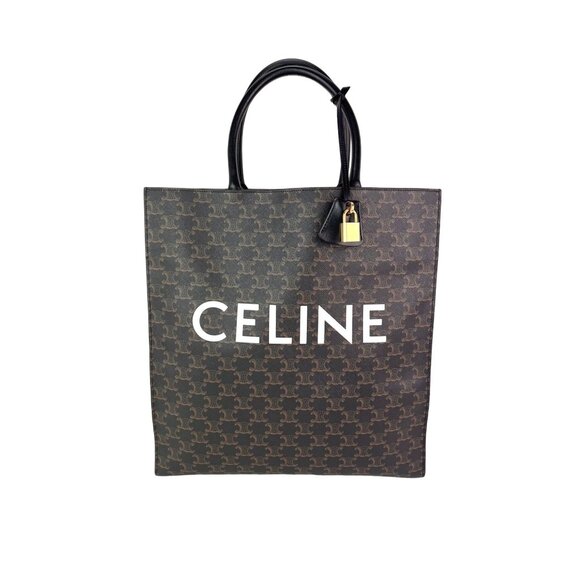 Celine Triomphe Vertical Cabas Black Monogram Canvas Tote - Picture 1 of 10